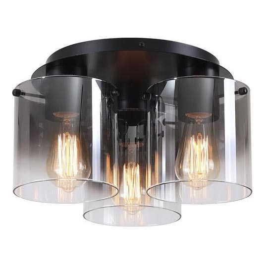 Searchlight - Plafonnier SWEDEN 3xE27/60W/230V diam. 39 cm noir/fumé