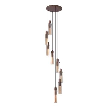 Searchlight - Suspension sur câble SWEDEN 8xE27/60W/230V marron/fumé