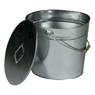 Seau à cendres avec couvercle 15 l chrome brillant