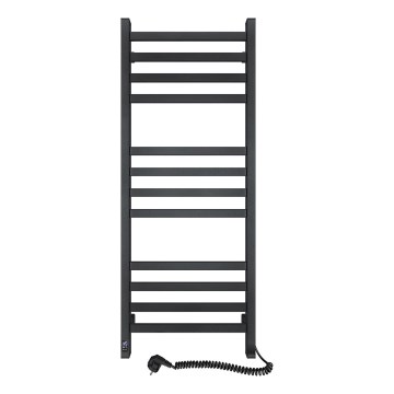 Sèche-serviettes chauffant pour salle de bains AVANGARD 459W/230V 120,6 cm IP44, noir, version droite, profil carré, avec thermostat