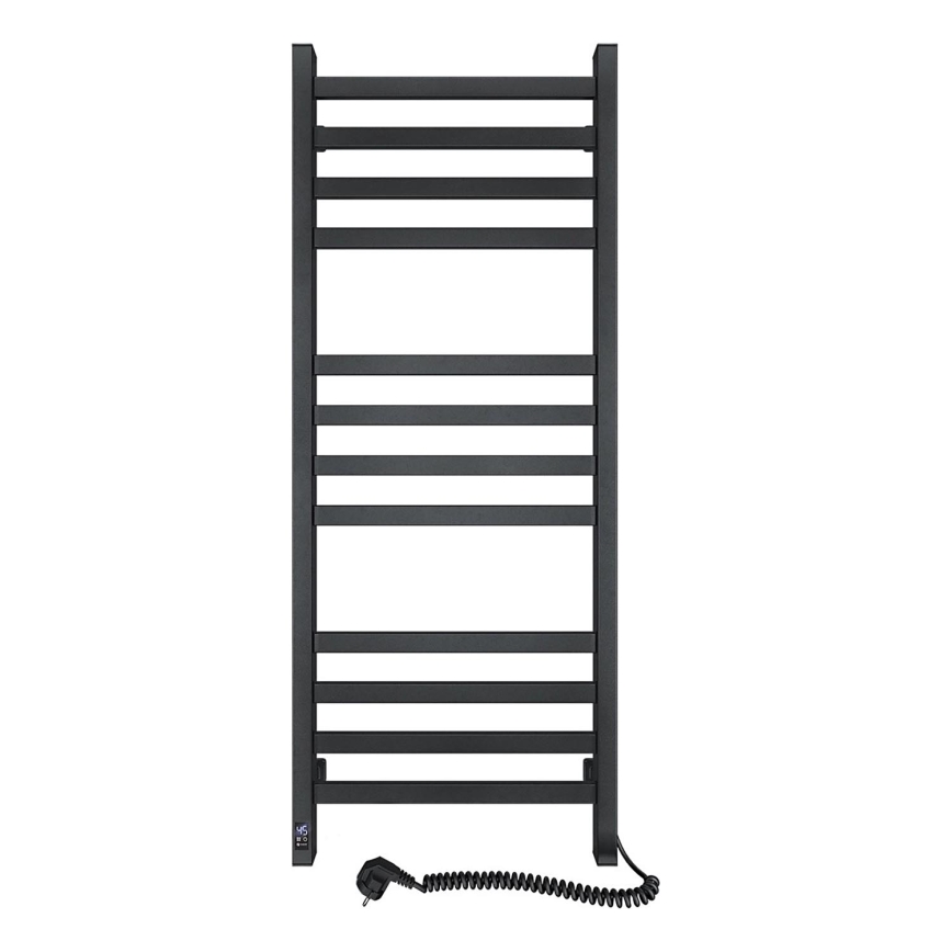 Sèche-serviettes chauffant pour salle de bains AVANGARD 459W/230V 120,6 cm IP44, noir, version droite, profil carré, avec thermostat