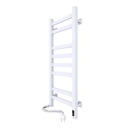 Radiateur sèche-serviettes pour salle de bains AVANGARD 251W/230V 80,6 cm IP44 blanc, gauche, à profil angulaire, avec thermostat