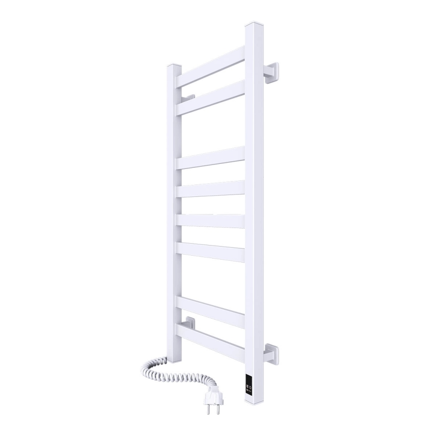 Radiateur sèche-serviettes pour salle de bains AVANGARD 251W/230V 80,6 cm IP44 blanc, gauche, à profil angulaire, avec thermostat