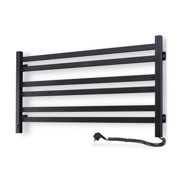 Sèche-serviettes de salle de bains AVANGARD en échelle avec thermostat 316W/230V 50,6 cm IP44 noir, version droite, profil carré