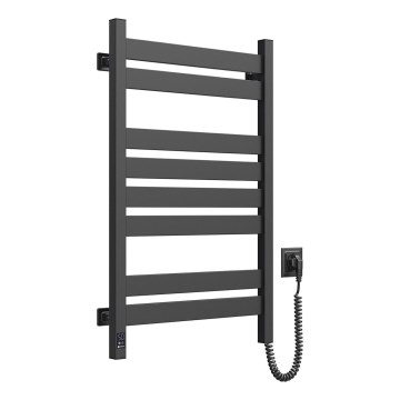 Sèche-serviettes de salle de bains avec thermostat LARGO 432W/230V 80,6 cm IP44, noir, version droite, profil carré