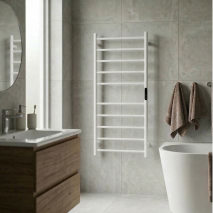 Sèche-serviettes électrique 45 x 96 cm 130 W inox/blanc