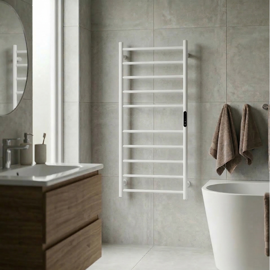 Sèche-serviettes électrique 45 x 96 cm 130 W inox/blanc