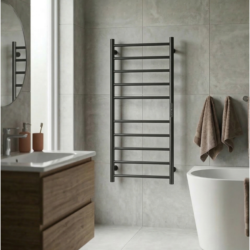 Sèche-serviettes électrique 45 x 96 cm 130 W inox/noir