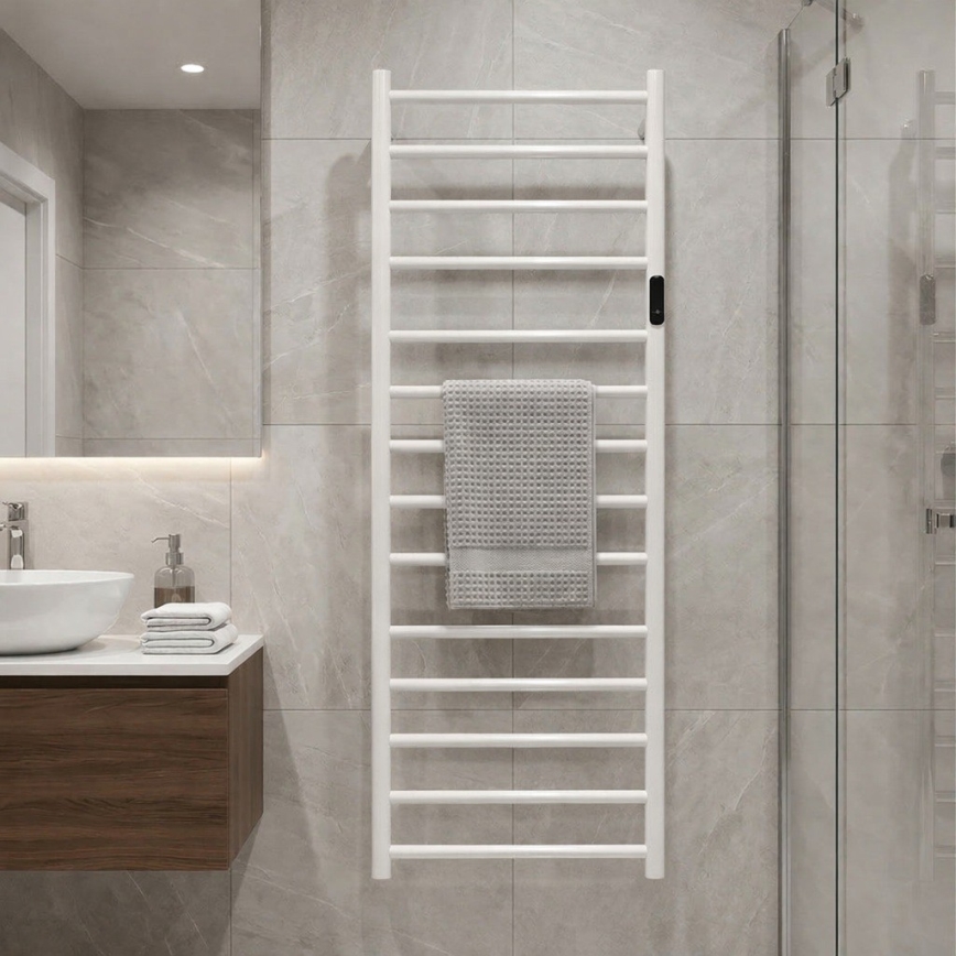 Sèche-serviettes électrique 45x132 cm 180W inox/blanc