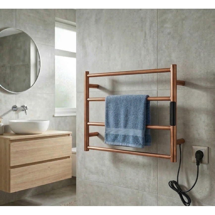 Sèche-serviettes électrique 56x37 63 W inox/cuivré