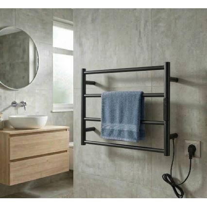 Sèche-serviettes électrique 56x37 63W inox/noir