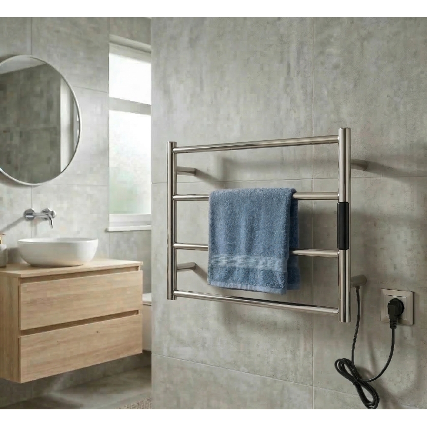 Sèche-serviettes électrique 56x37 cm 63W en inox