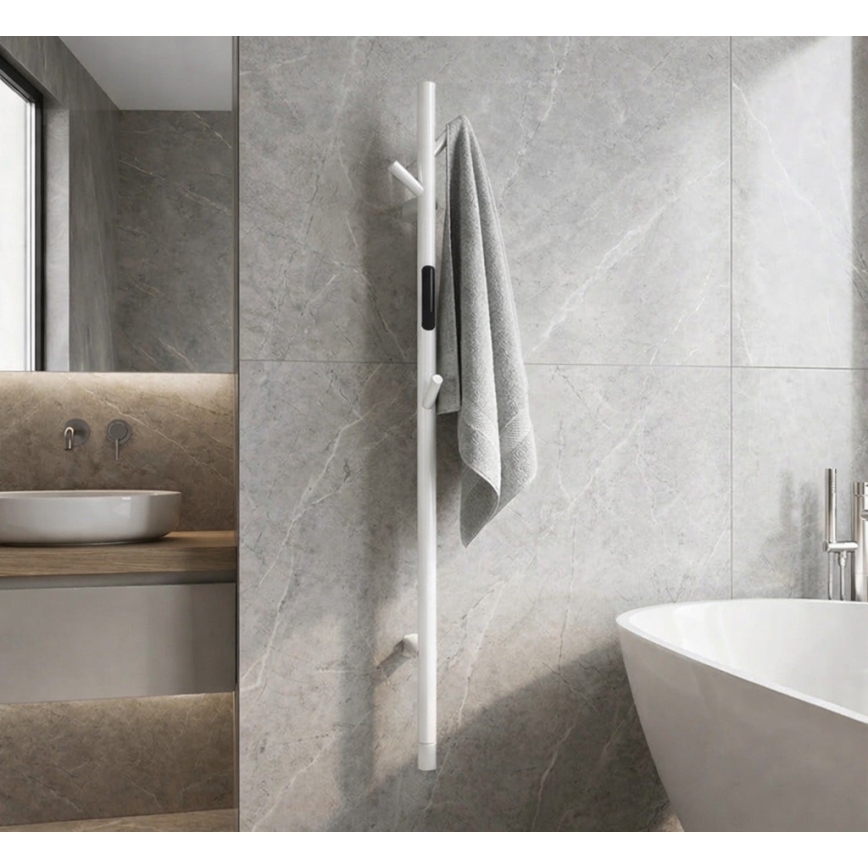 Sèche-serviettes électrique à barre 118 cm 30 W blanc