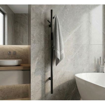Sèche-serviettes électrique à barres 118 cm 30W noir