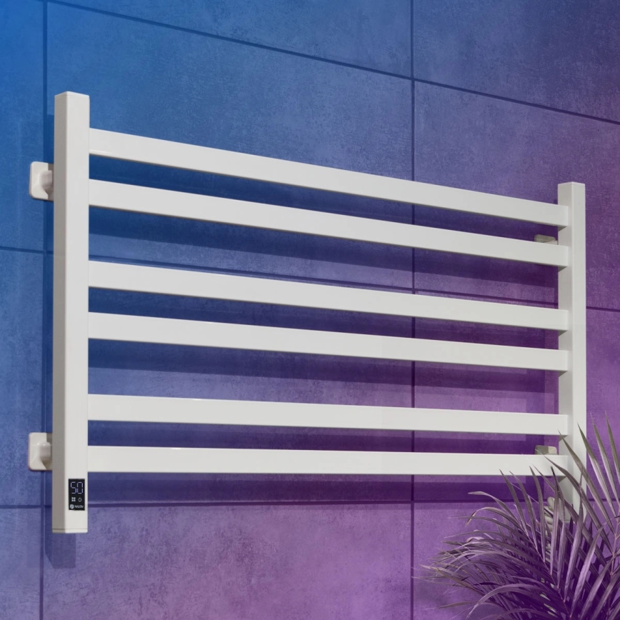 Sèche-serviettes électrique AVANGARD 181W 50x90 cm avec thermostat, blanc (côté droit)