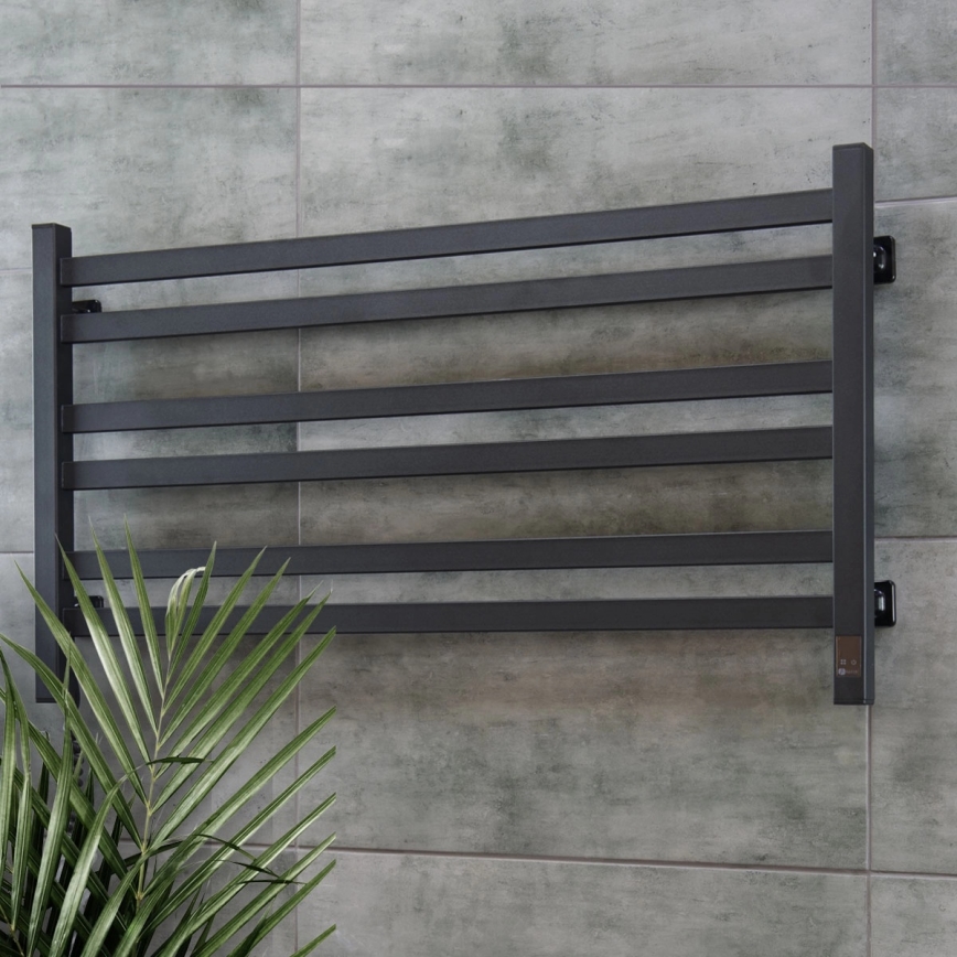 Sèche-serviettes électrique AVANGARD 181W 50x90 cm avec thermostat, noir, version gauche