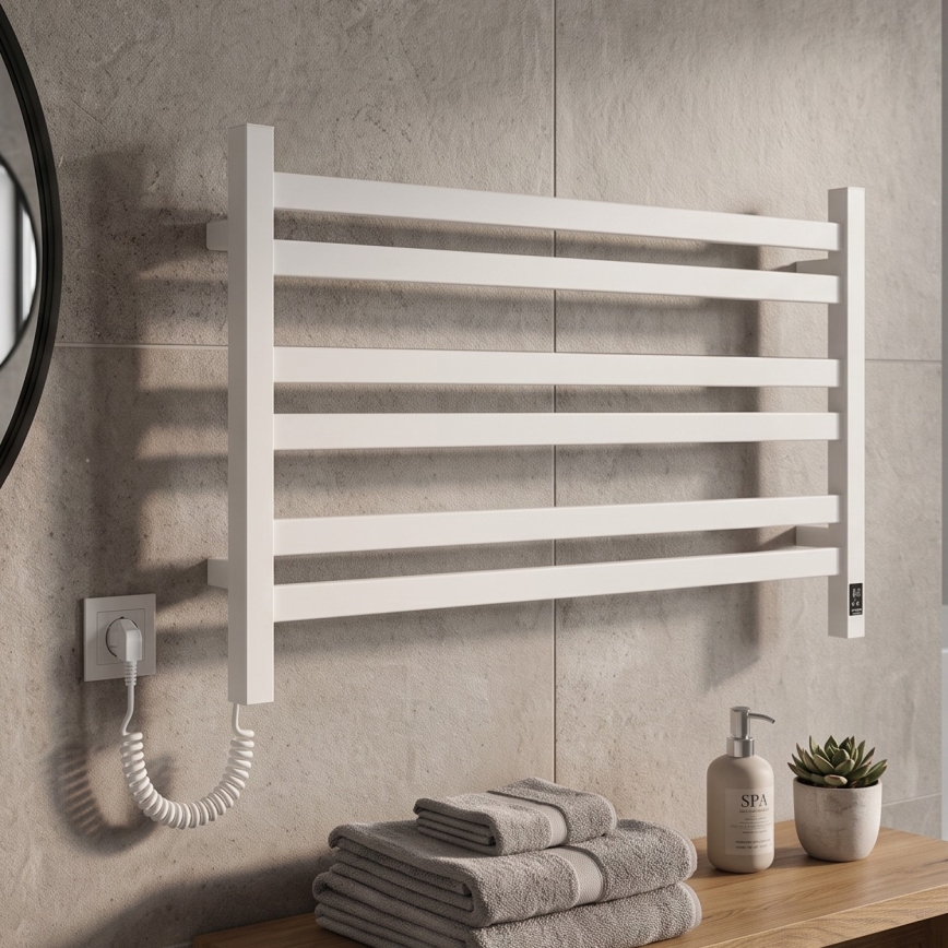 Sèche-serviettes électrique avec thermostat AVANGARD 181W 50x90 cm blanc gauche