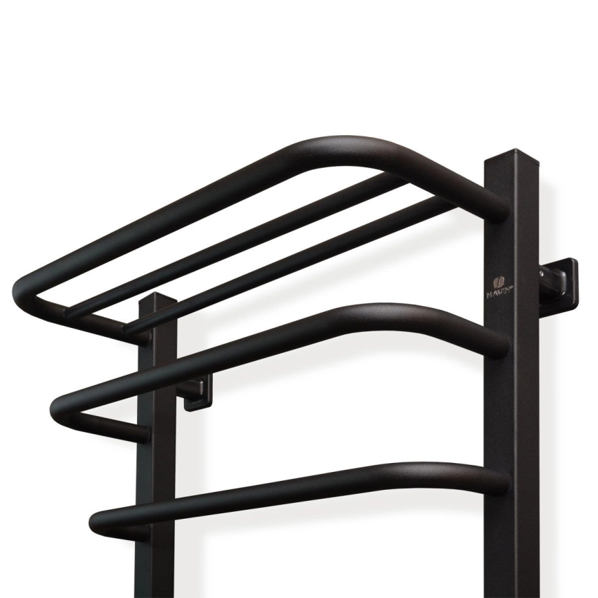 Sèche-serviettes électrique avec thermostat FORTIS 155 W 80 x 48 cm IP44, noir, version droite