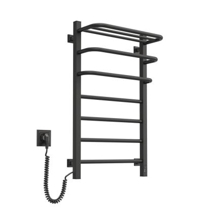 Sèche-serviettes électrique avec thermostat FORTIS 155 W 80 x 48 cm IP44, noir, version droite