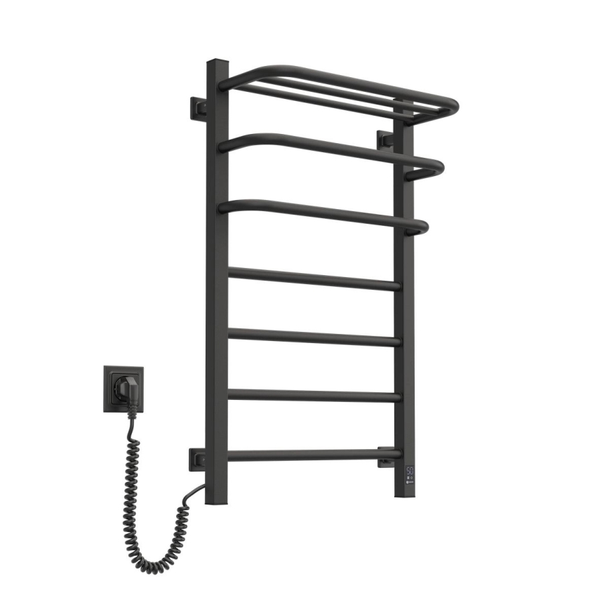 Sèche-serviettes électrique avec thermostat FORTIS 155 W 80 x 48 cm IP44, noir, version droite