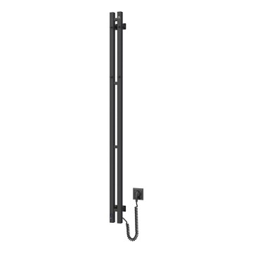Sèche-serviettes électrique avec thermostat SILOUETTE 106 W, 150 x 9 cm, noir, version droite