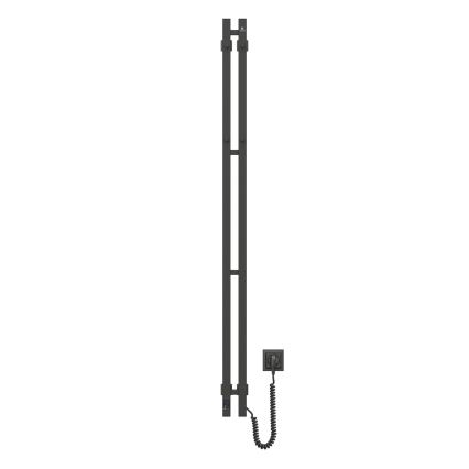 Sèche-serviettes électrique avec thermostat SILOUETTE 106W 150x9 cm, noir, version droite