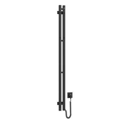 Sèche-serviettes électrique avec thermostat SILOUETTE 106W 150x9 cm, noir, version droite
