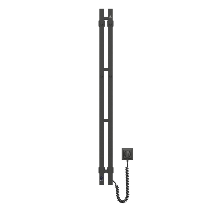 Sèche-serviettes électrique avec thermostat SILOUETTE 70W 120x9 cm, noir, version droite