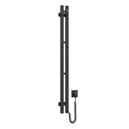 Sèche-serviettes électrique avec thermostat SILOUETTE 70W 120x9 cm, noir, version droite