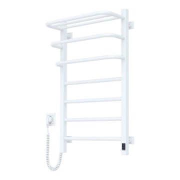 Sèche-serviettes électrique FORTIS 155 W avec thermostat, 80 x 48 cm, blanc, raccordement gauche
