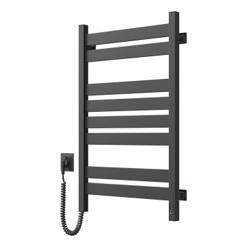 Sèche-serviettes électrique LARGO à thermostat 168 W, 80 x 50 cm, noir, version gauche