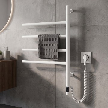 Sèche-serviettes électrique pivotant avec thermostat ARABESQUE 60W 65x49 cm blanc