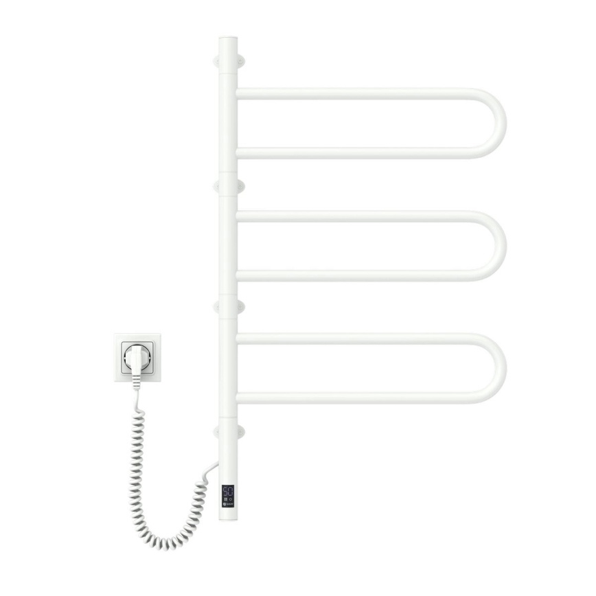 Sèche-serviettes électrique pivotant avec thermostat FOUETTE 100 W, 80 x 49 cm, blanc