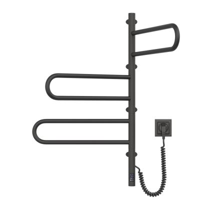 Sèche-serviettes électrique pivotant avec thermostat FOUETTE 120 W, 80 x 49 cm, noir