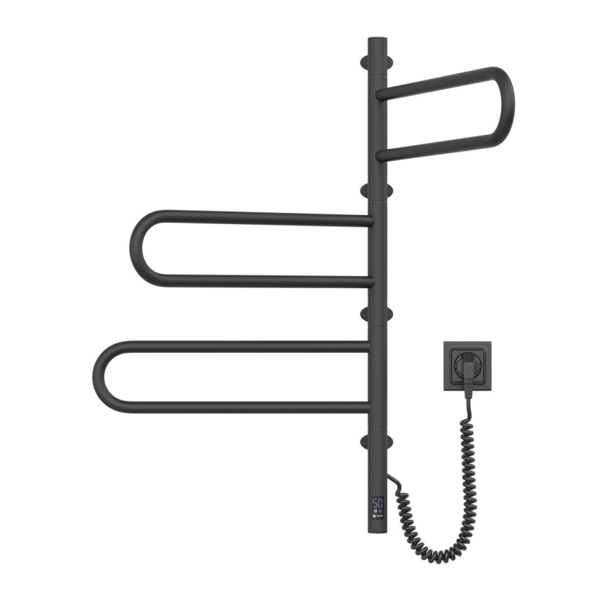 Sèche-serviettes électrique pivotant avec thermostat FOUETTE 120 W, 80 x 49 cm, noir