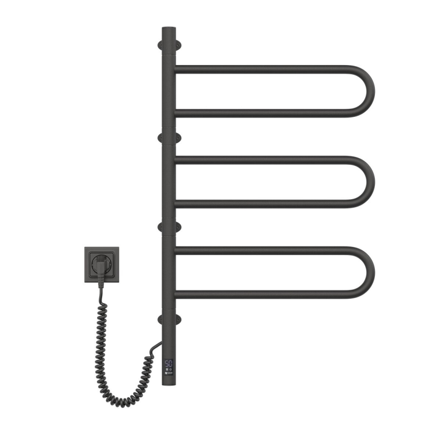 Sèche-serviettes électrique pivotant avec thermostat FOUETTE 120 W, 80 x 49 cm, noir