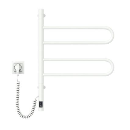 Sèche-serviettes électrique pivotant avec thermostat FOUETTE 60 W 65 x 49 cm blanc