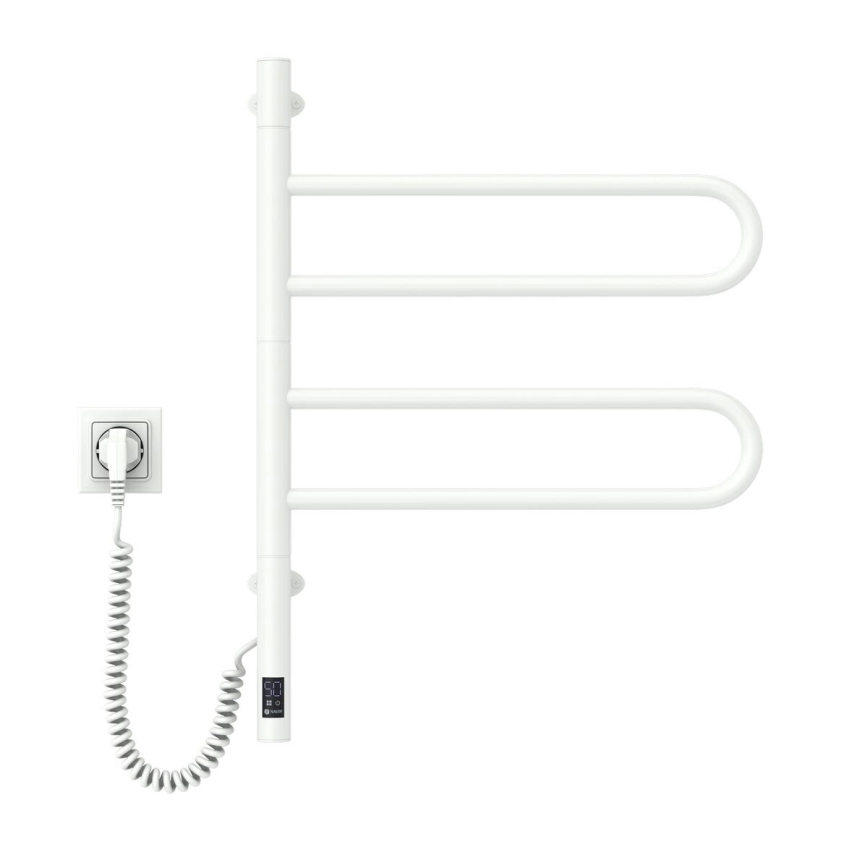 Sèche-serviettes électrique pivotant avec thermostat FOUETTE 60 W 65 x 49 cm blanc