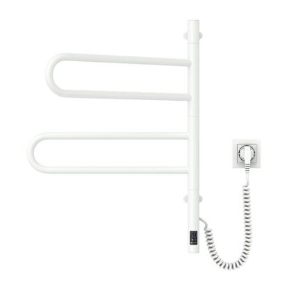 Sèche-serviettes électrique pivotant avec thermostat FOUETTE 60 W 65 x 49 cm blanc