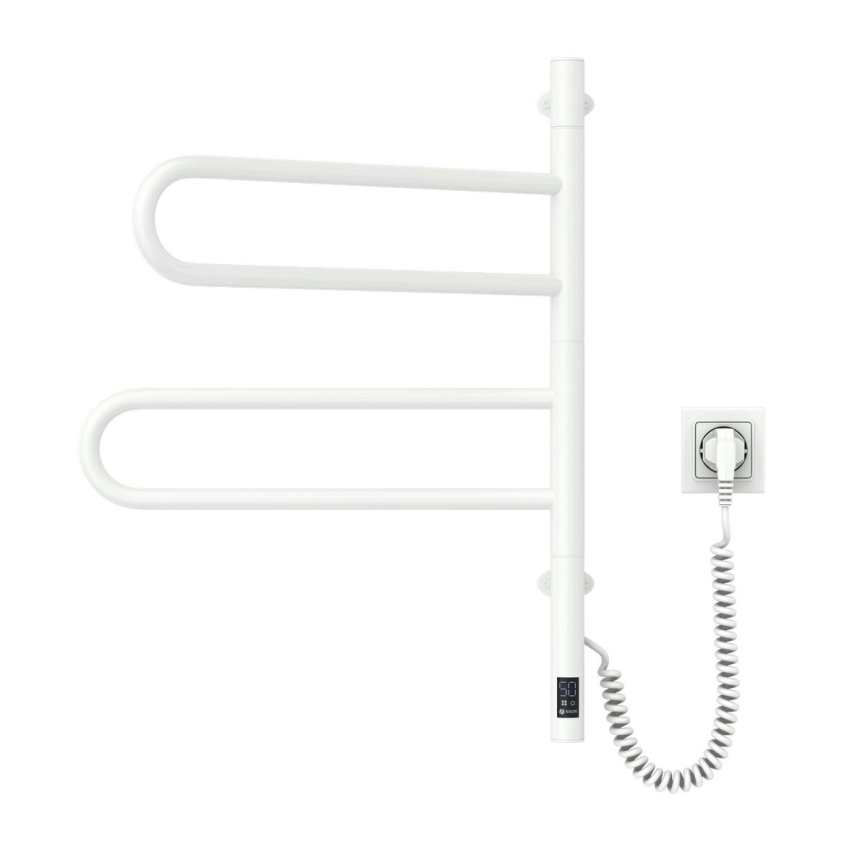 Sèche-serviettes électrique pivotant avec thermostat FOUETTE 60 W 65 x 49 cm blanc