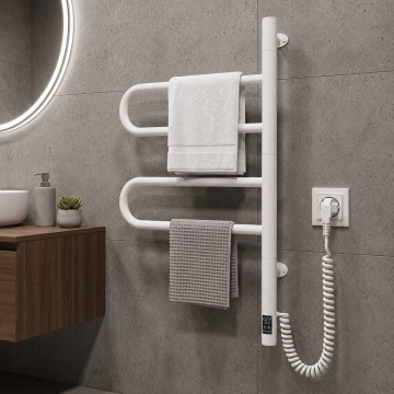 Sèche-serviettes électrique pivotant avec thermostat FOUETTE 60W 65x49 cm blanc