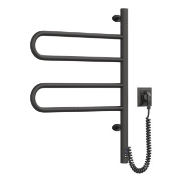 Sèche-serviettes électrique pivotant avec thermostat FOUETTE 60W 65x49 cm noir