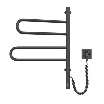 Sèche-serviettes électrique pivotant avec thermostat FOUETTE 60W 65x49 cm noir