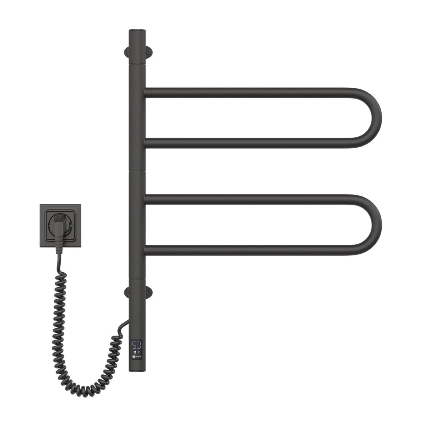 Sèche-serviettes électrique pivotant avec thermostat FOUETTE 60W 65x49 cm noir