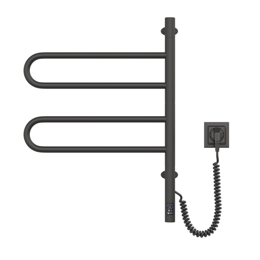 Sèche-serviettes électrique pivotant avec thermostat FOUETTE 60W 65x49 cm noir