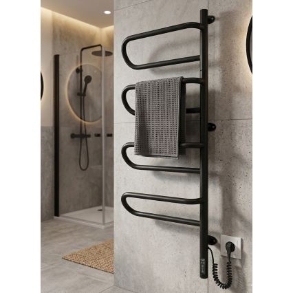 Sèche-serviettes électrique pivotant ELECTRA 120 W/230 V 100 x 44,5 cm inox/noir, version droite