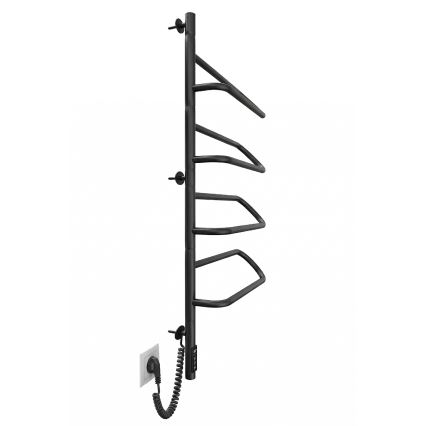 Sèche-serviettes électrique pivotant ELECTRA 120W/230V 100x44,5 cm acier inoxydable/noir gauche