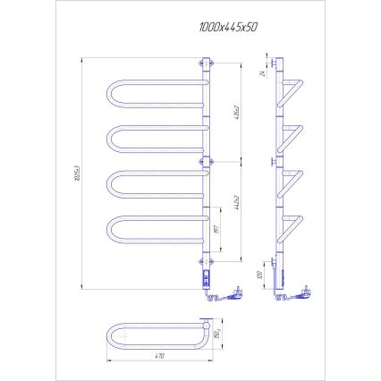 Sèche-serviettes électrique pivotant ELECTRA 120W/230V 102,5x44,5 cm inox/chrome version droite