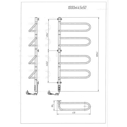 Sèche-serviettes électrique pivotant ELECTRA 120W/230V 102,5x47,5 cm inox/chrome version gauche