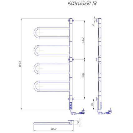 Sèche-serviettes électrique pivotant TRISTAR 105W/230V 100x44,5 cm IP44 inox/noir